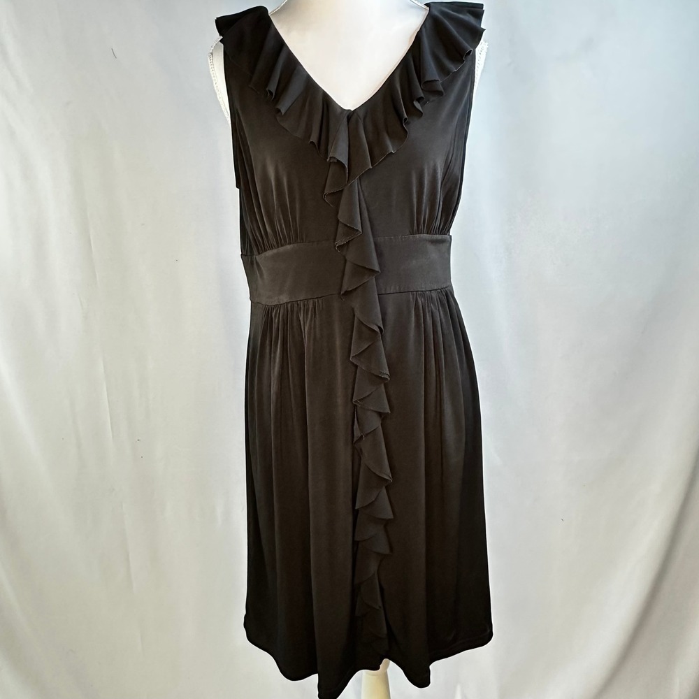 Isabella Rodriguez Women Sz M Dress Black Ruffle V-Neck Empire Waist Sleeveless